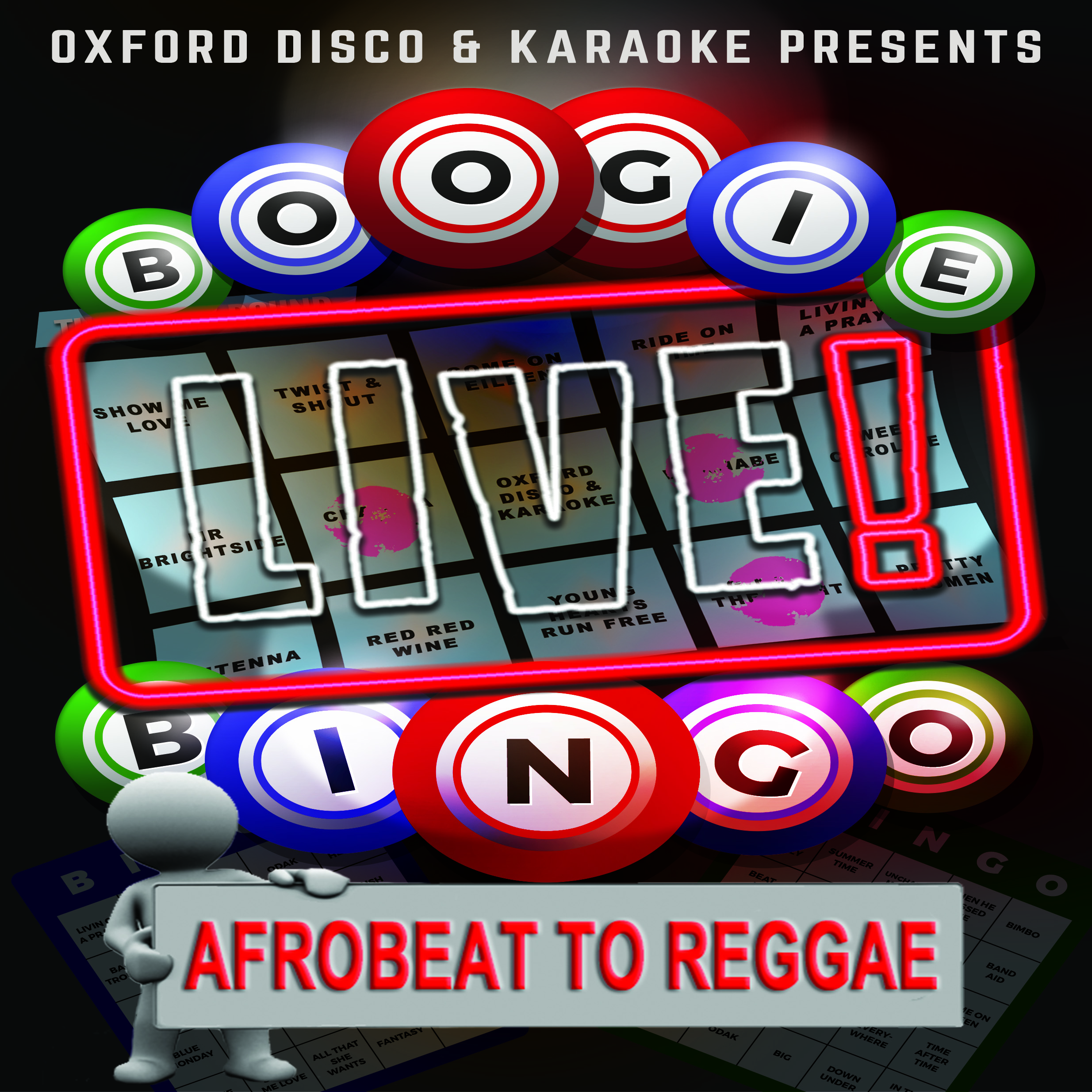 Oxford Discos Boogie Bingo Live in Oxfordshire - Afrobeat to Reggae Game Cards