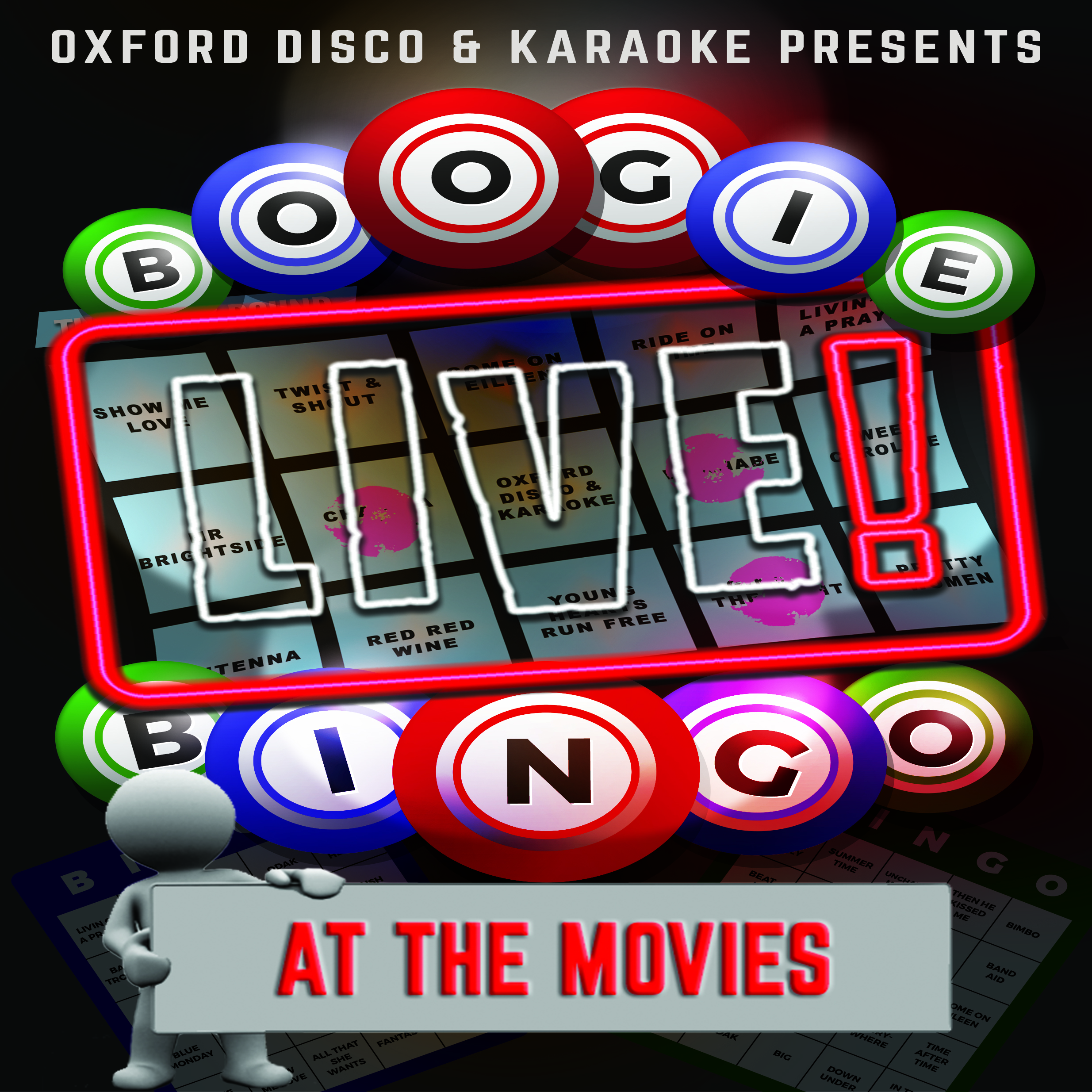 Oxford Discos Boogie Bingo Live in Oxfordshire - At The Movies Game Cards