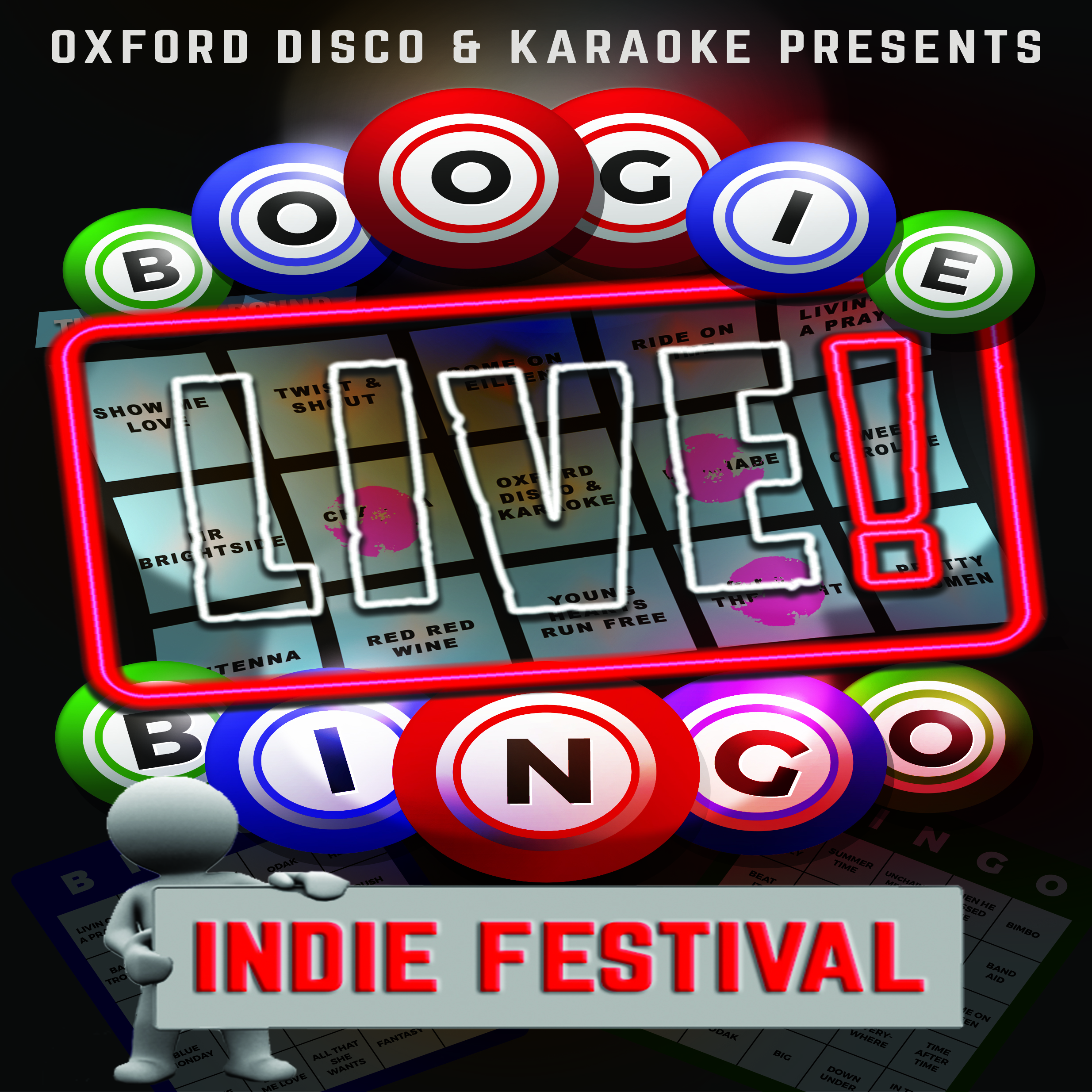 Oxford Discos Boogie Bingo Live in Oxfordshire - Indie Festival Game Cards