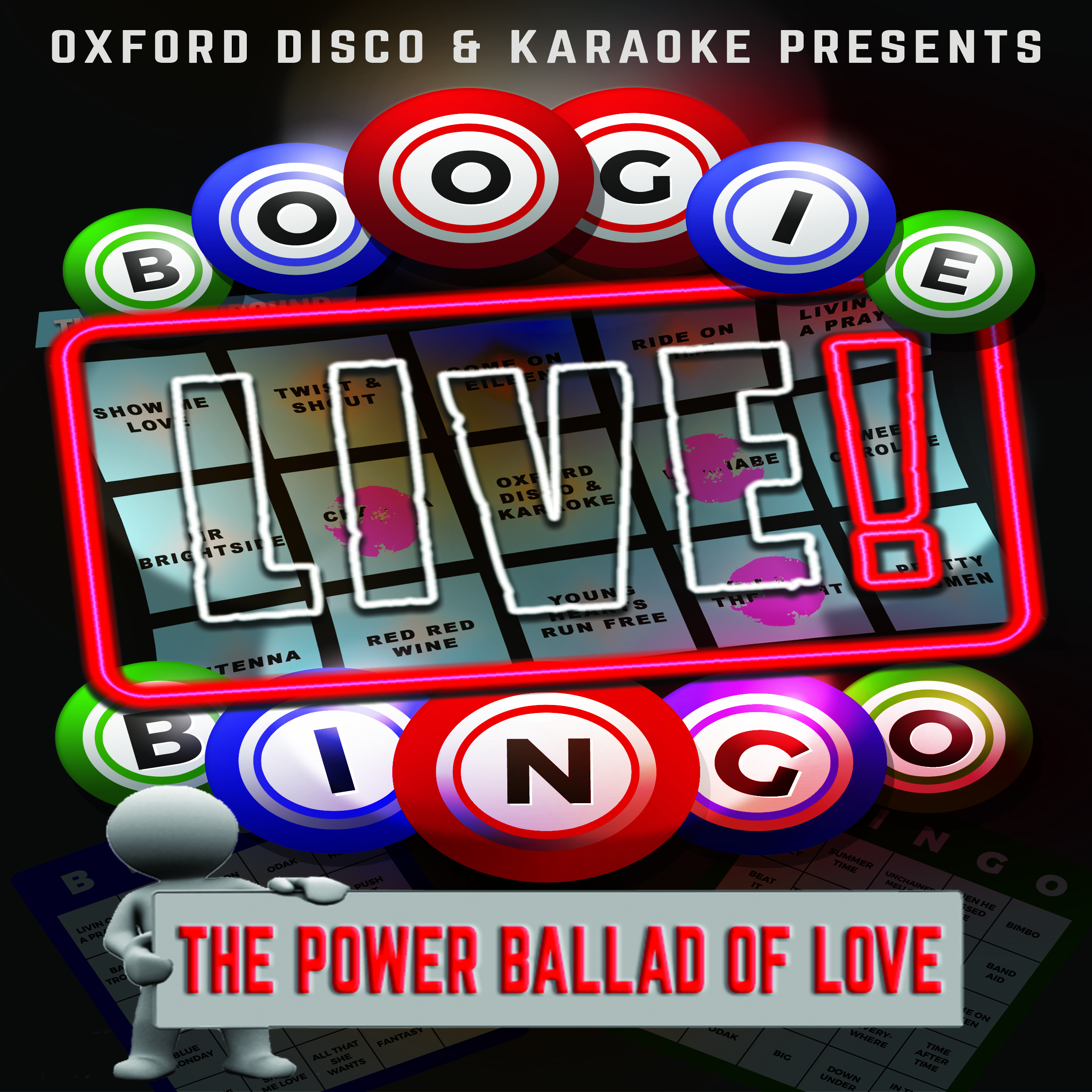 Oxford Discos Boogie Bingo Live in Oxfordshire - The Power Ballad of Love Game Cards