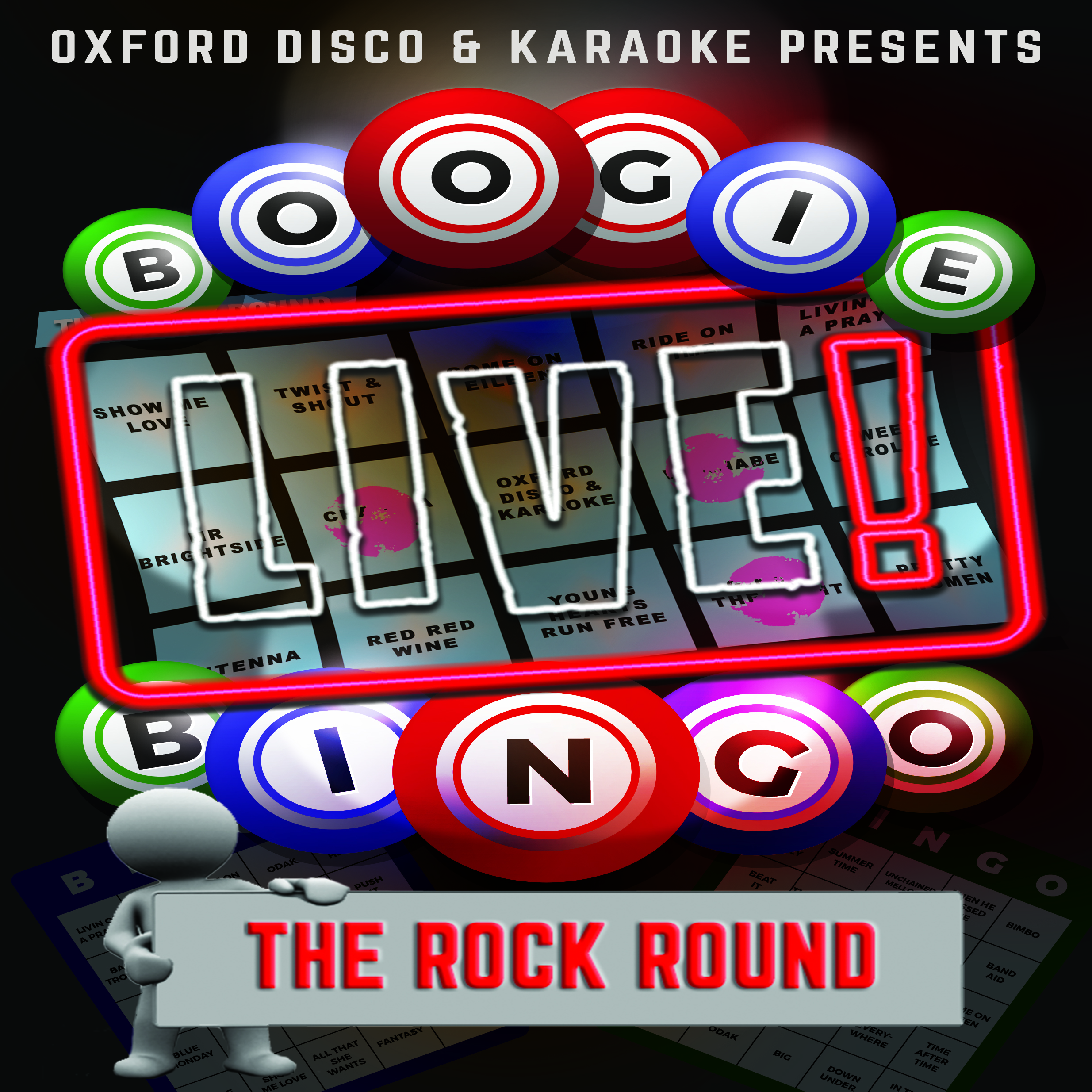 Oxford Discos Boogie Bingo Live in Oxfordshire - The Rock Round Game Cards
