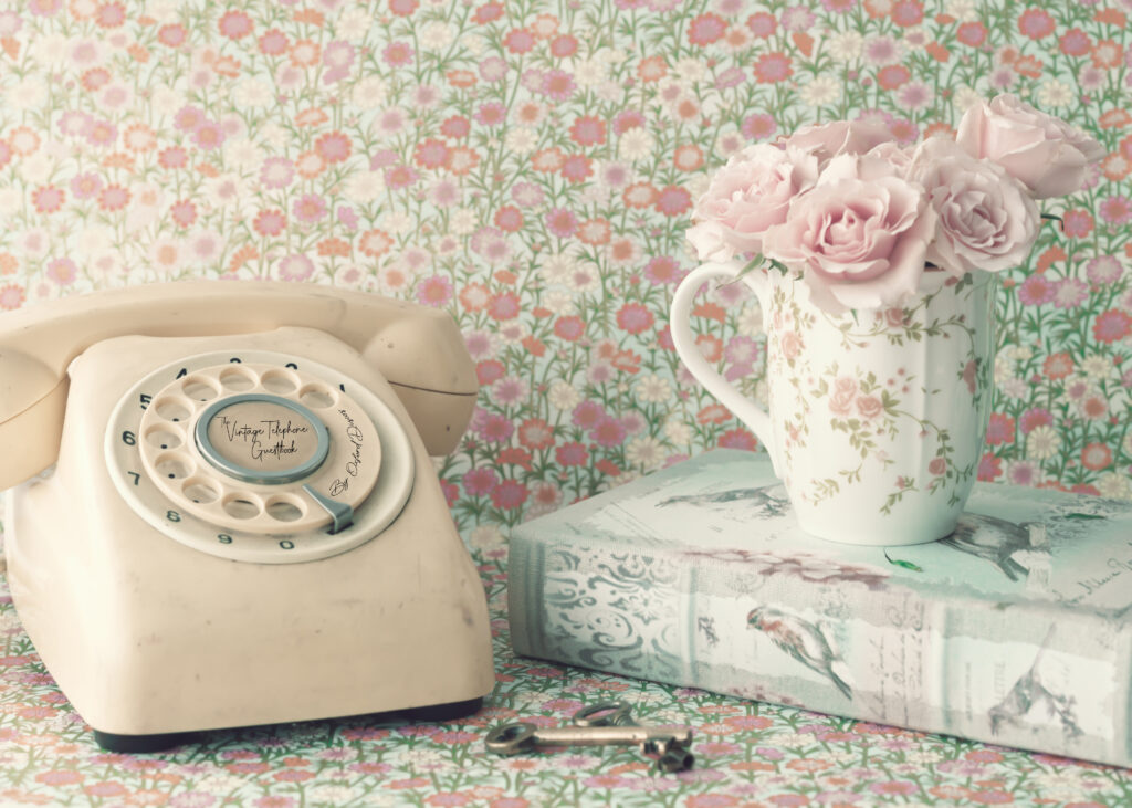The Vintage Telephone Audio Guestbook Ivory Display