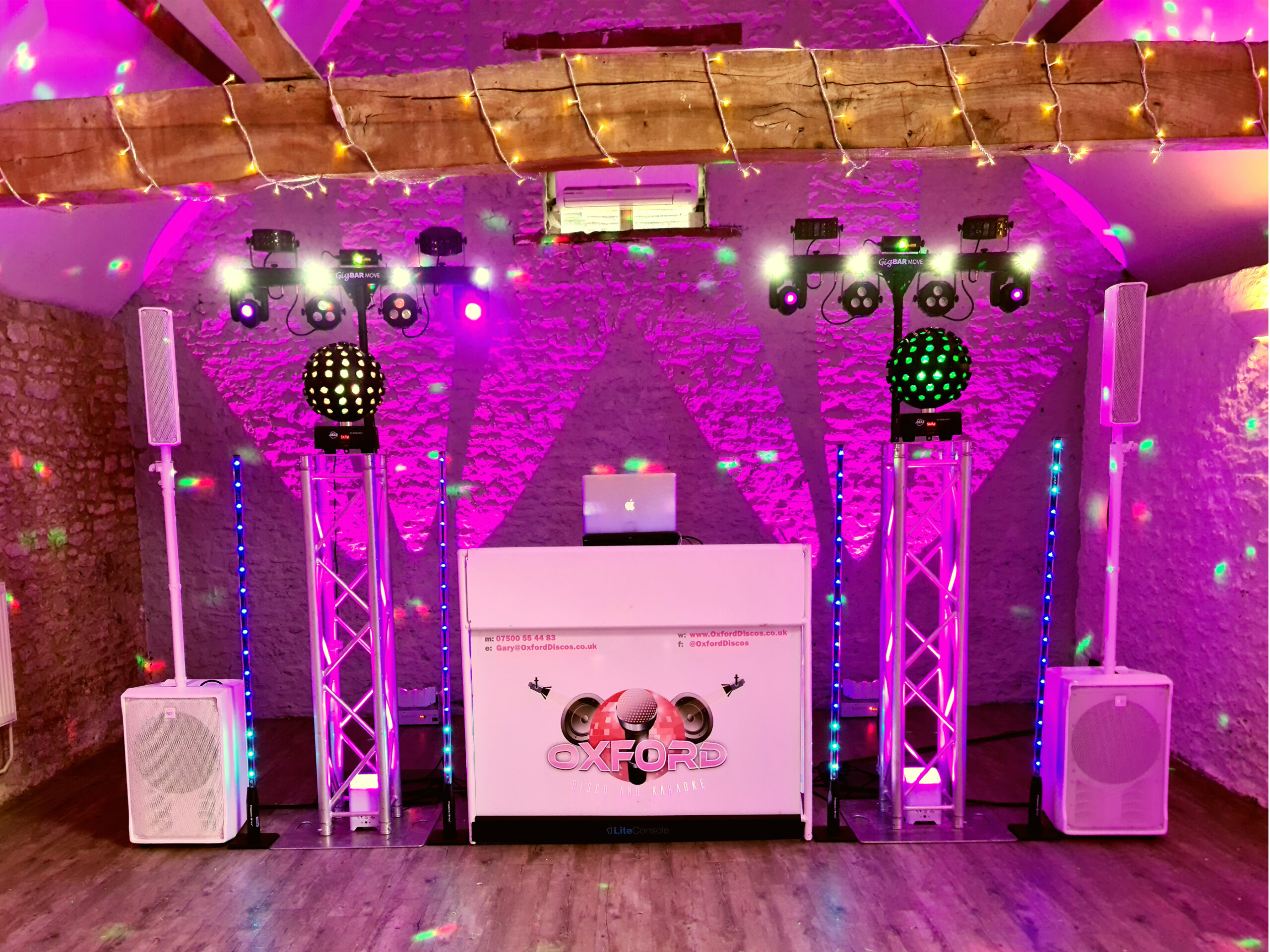 Oxford Discos in Oxfordshire White Disco with Pink Uplighting
