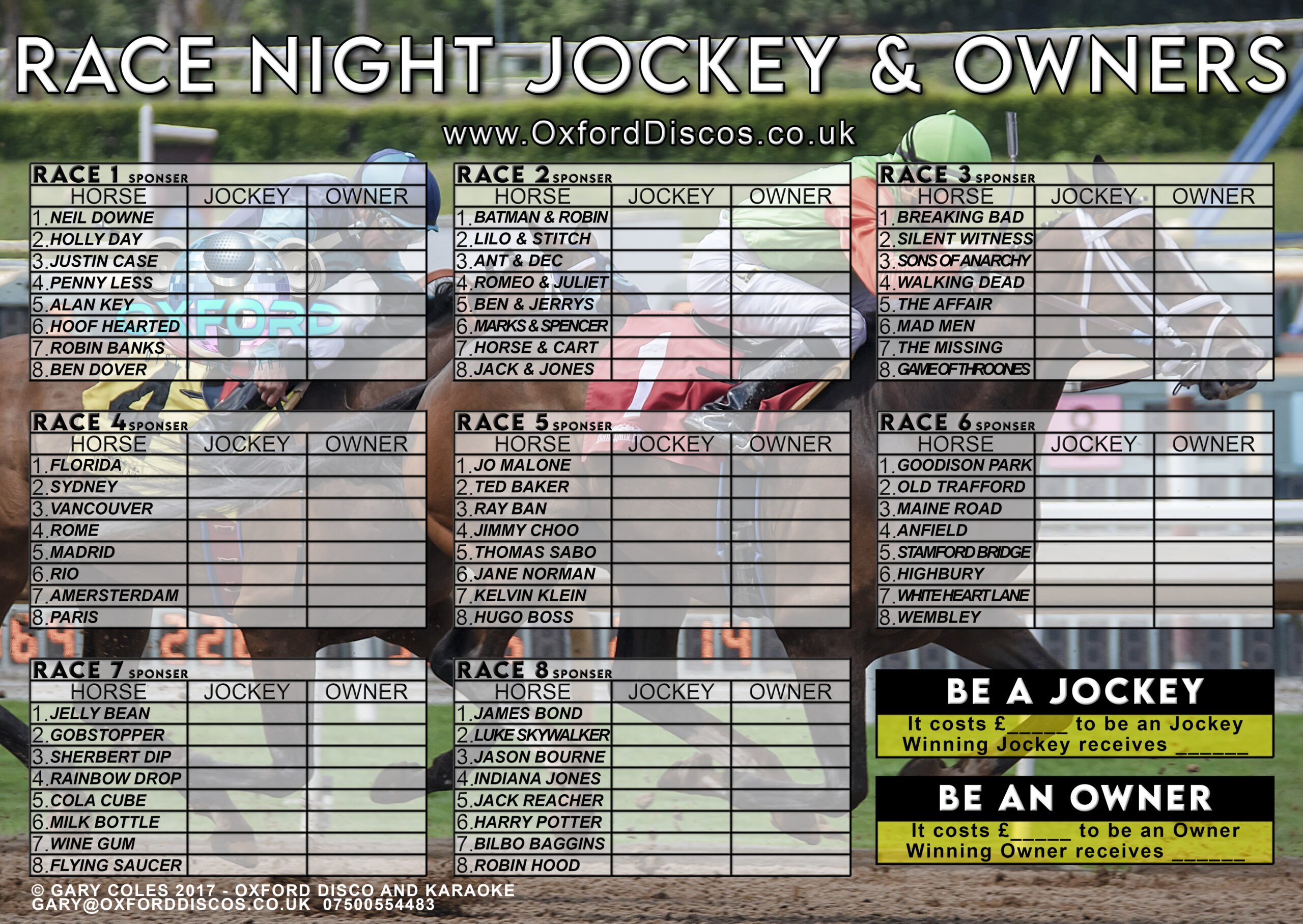 Charity Race Night and Fundraiser - Jockey & Owner Poster A3