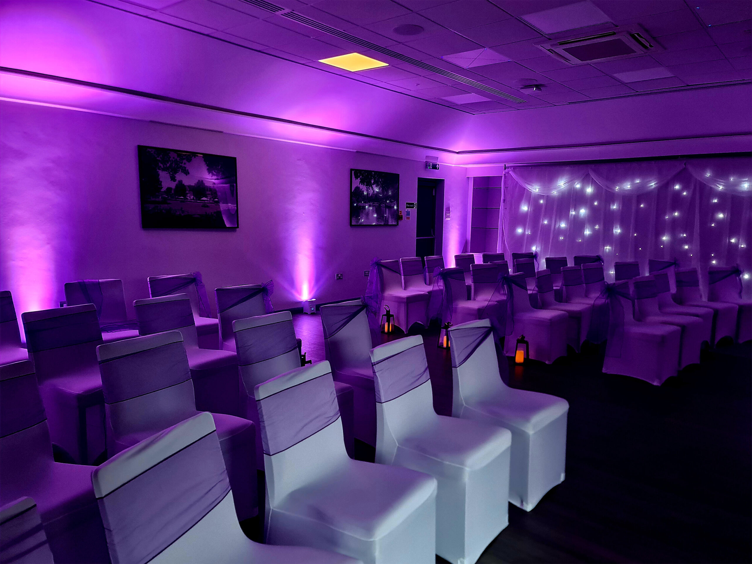 Ceremony Room Up Lighting at The Coseners House Abingdon by Oxford Discos in Oxfordshire