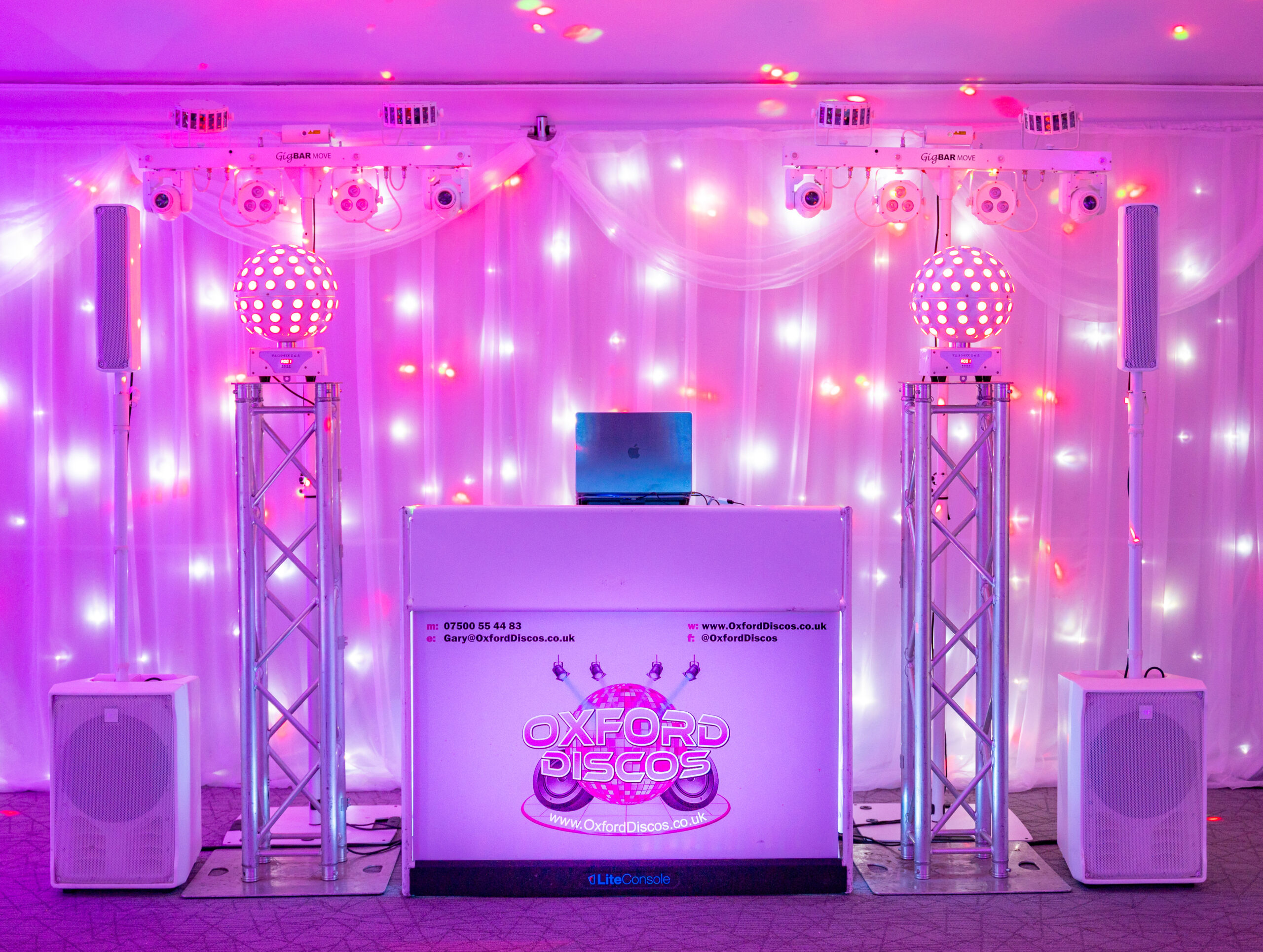White Disco Set Up by Oxford Discos in Oxfordshire
